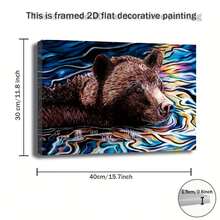 2D Flat, 2D Flat, 1pc 2D Flaanvas Artwork Led 'Spirit Rr' By Amy Keller-Rempp, Featuring A 16X22 Depiction Of A Local American Brown Bear Swimming In A Colorful Lake. This Art Print Makes A Wonderful Day Gift Or A Lovely Present - đóng khung - Xem 3