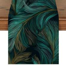 1pc Peacock Feather Printed Tablecloth, Available In Multiple Sizes, Suitable For Home Dining, Kitchen Decor, Home Decoration, Outdoor Party And Restaurant Decor, Linen-Like Texture - Multicolor - View 10