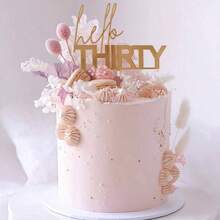 3pcs/1pc Acrylic Gold "Hello 30 40 50 60" Birthday Cake Topper, Birthday Anniversary Party Decorations - Multicolor - View 1