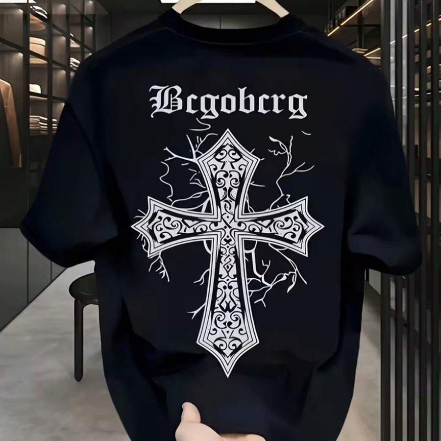 Printed T-Shirt For Men And Women - Black - View 1