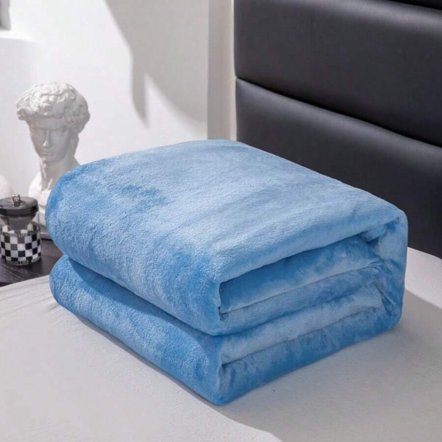 Luxurious Soft Flannel Blanket - Versatile For Sofa, Office, Car, And More - Contemporary Style, Machine Washable, All-Season Comfort - Blue - View 1