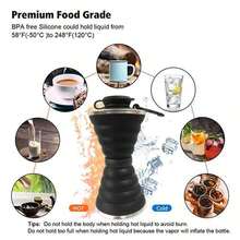 Collapsible Silicone Water Bottle With Carabiner, Reusable Leak Proof Foldable Camping Cup, Portable Sports Travel Bottle For Outdoor, Gym, Hiking, Cycling - Green - View 10