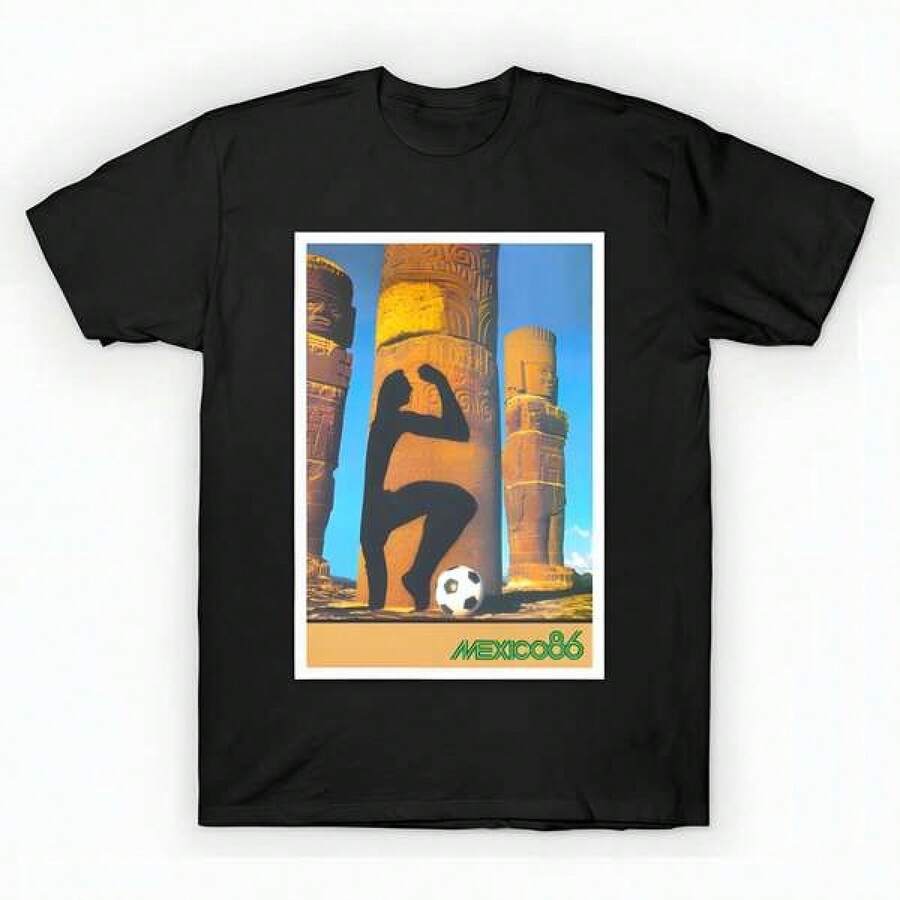 Mexico 86 T-Shirt (1) unisex de la de algodón puro de alta densidad de 220 g. C-AmiS-eta uniS-ex 100 % aL-Godón de - Tejido de alta densidad. Apta para todo tipo de perS-onas, ya sean mujeres o hombres. Tejido duradero de alta C-Alidad apto para todas las estaciones, suave al tacto pero duradero. Tops transpirables. Conjuntos de otoño para mujer. Conjuntos de vaC-Aciones para mujer. Disfraz de Halloween para mujer. - Negro - Ver 1