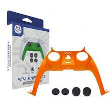 Juego TOPWOLF 5 en 1: Cubierta protectora del controlador de juego, que incluye cubiertas decorativas de repuesto para el frente y el mango central, y 4 tapas para los joysticks, compatible con 5 accesorios de juego, fabricado en material ABS, molde auténtico (controlador no incluido) - Juego de fundas 5 en 1 para PS5 - Ver 25