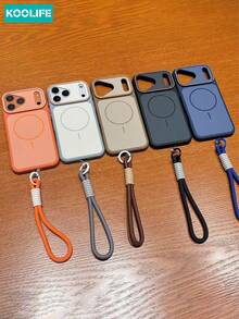 KOOLIFE 2件組 磁吸奢華啞光雙色親膚高端防震防摔手機殼，適用 Apple 14 Pro Max/13 Pro Max/17 Pro/16 Pro/15 Pro/14 Pro/13 Pro/17/16/15/14/13/12 Pro Max/12 Pro/12/11 機型，情侶禮物，支援無線充電，防摔硬殼，週年禮物，加厚全包覆手機殼 - 黑色+短繩 - 查看 11