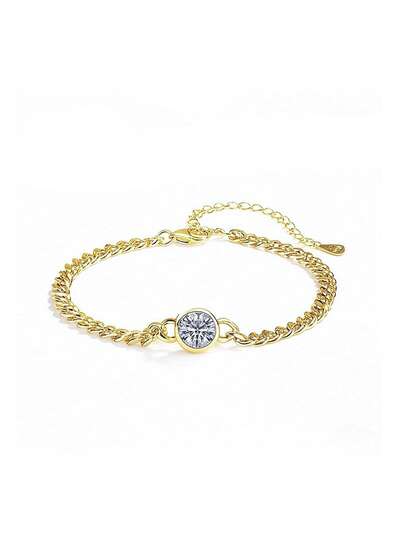 ConiiW Pulsera de plata de ley 925 con moissanita redonda de 1 quilate, nueva y de moda, versátil y de alta calidad para parejas, adecuada para bodas, vacaciones en la playa, San Valentín, Navidad, Acción de Gracias, Día de la Madre, Año Nuevo, cumpleaños, aniversarios, regalos, joyería, uso diario, fiestas y banquetes.