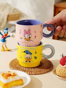 Bộ cốc sứ xếp chồng 330ml hình gia đình Mickey và Minnie của Disney, cốc cà phê/nước chịu nhiệt tráng men dưới lớp men, bộ quà tặng lễ hội cho gia đình. - Nhiều màu - Xem 7
