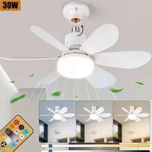 35W Ceiling Fan With Remote Control LED Light Fan E27 Base Intelligent Silent Ceiling Fan For Bedroom And Living Room - White - View 8