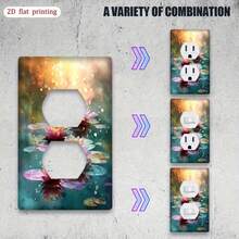 1pc Lotus Pond Sunlight Print Switch Panel Cover, Artistic Decorative Wall Sticker, Bedroom Kitchen Decor, Funny Home Accessory For Renovation And Atmosphere - Multicolor - View 4