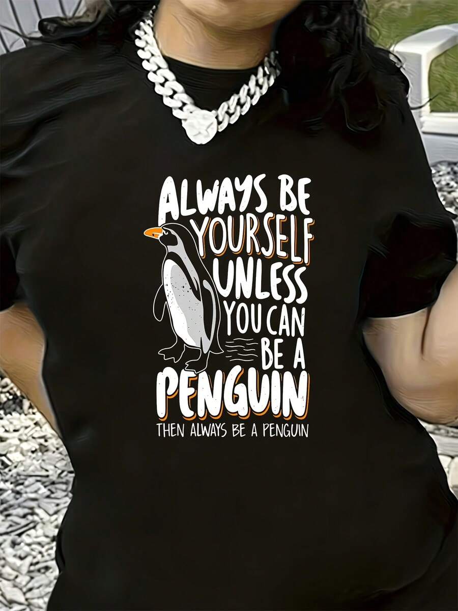 Vintage Vintage Siempre sé tú mismo, a menos que puedas ser un pingüino - Camiseta divertida para familiares y amigos, regalo perfecto para Navidad |   Casual Short Sleeve TeesCamiseta Algodón Ropa Casual  Ropa Casual - Negro - Ver 1