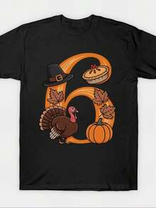 Camiseta de fiesta a juego para parejas con meme de pavo de Thanksgiving Six Seven 6 7 - Negro - Ver 8