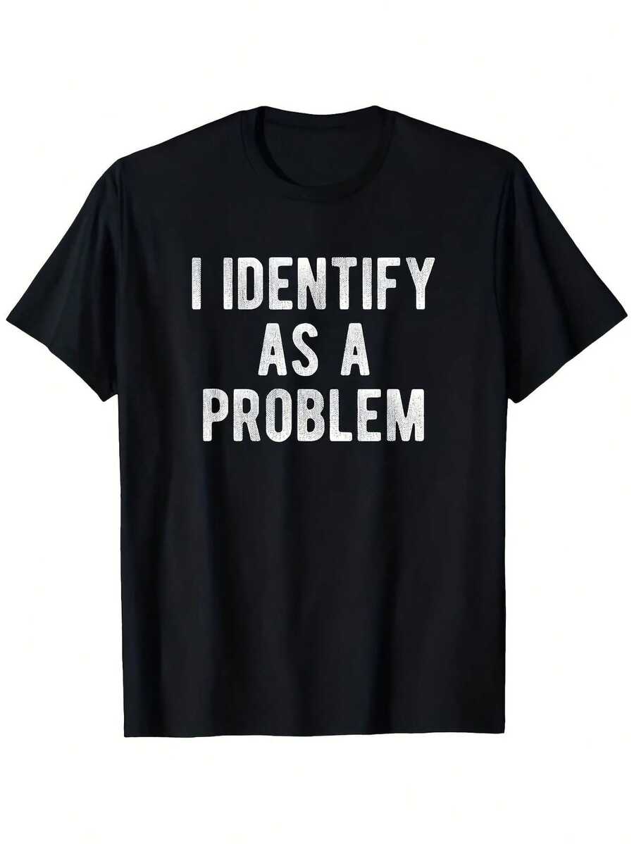 Black Casual T-Shirt - 黑色 - 查看 1