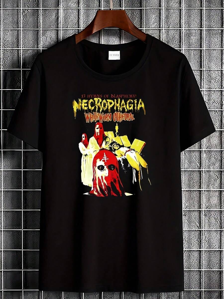 Oco Skull Design T-Shirt - Necrophagia Occult Necro Tour For Men And Women - Soft, Essential For Casual Urban Wear In All Seasons - Versatile Style For Everyday Wear - Affordable And Perfect Gift For Fans And Friends. With A Crisp, Streamlined Cut, This Garment Creates A Clean And Vibrant Look. Its Relaxed Yet Flattering Silhouette Suits All Body Types, Offering A Style That Is Both Casual And With A Touch Of Elegance. - 黑色 - 查看 1