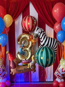 Matte Cake Sausage Dog Zebra Carnival Decor Set, Light Gold Number 0-9 Foil Balloons, Small Circus Lion, Carousel, Sea Lion Foil Balloon, Suitable For Circus Themed Birthday Party, Party Decorations, Holiday Decorations, Circus Event Decor, 1st Birthday Background, Photography Props, Decorative Items - Carnival Dog - View 8