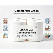 Commercial Grade 600 Sheets Per Roll 6 Roll Center Pull Paper Towels Continuous Roll Compatible With Universal Dispensers For Restaurants Washrooms Offices White 8 X 12 - A - Xem 5