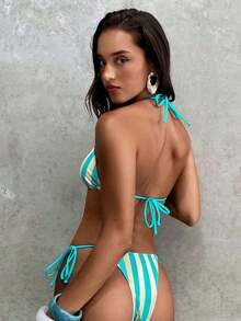 Conjunto de bikini de 2 piezas con estampado de lunares, traje de baño sexy para fiestas y festivales de música, atuendo de playa para vacaciones de mujer - Multicolor 3 - Ver 2