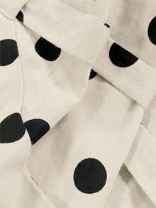Vestido casual elegante y vintage con estampado de lunares, con bolsillos y lazo en la espalda, silueta minimalista pero refinada de corte evasé con cintura anudada, vestido versátil para oficina/ocasión, conjunto bohemio de lunares para vacaciones, primavera/verano rojo - Albaricoque - Ver 7