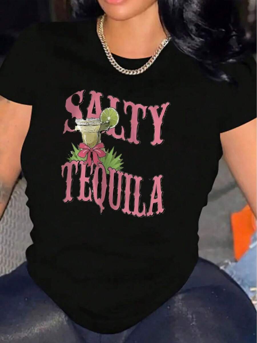 Women's Casual Short Sleeve T-Shirt, 1 Pack, 100% Pure Heavyweight Cotton - Comfortable Crew Neck, Soft And Pretty Top - 黑色 - 查看 1