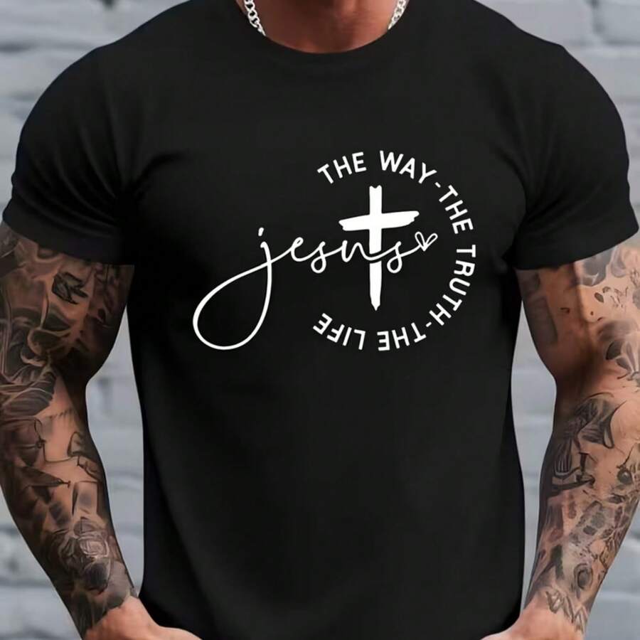 Camiseta estampada, tejida en algodón puro, con diseño de cuello redondo, estilo unisex, camisa creativa y moderna, ideal para primavera y otoño, holgada y cómoda para hombres y mujeres. - Negro - Ver 1