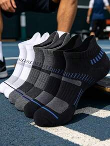 5 Pairs Men's Sports Boat Socks, Anti-Slip, Wear-Resistant, Shock-Absorbing, Mesh Casual Running Short Socks - Multicolor - View 2
