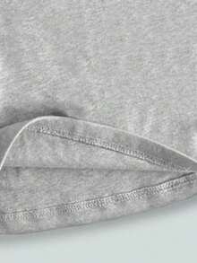 Camiseta ajustada casual de mujer con cuello cuadrado y mangas cortas de unicolor - Gris - Ver 6