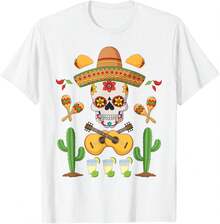 Camisetas estampadas de modaMexico Fiesta Calavera Tequila Guitar Cinco De Mayo T-Shirt,Conjuntos familiares a juego, camisetas divertidas para mujer en español, camisetas para niños y niñas, camisetas del Mundial 2026, camisetas de dibujos animados/anime, camisetas con estampado de gatitos. - Blanco - Ver 7