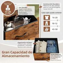 Organizador de 4 Cajones, Estructura de Acero, Cajones de Tela Oxford, , Ligero y de Alta Resistencia, Fácil Armado, Diseño Funcional, NIVA HOME - Madera - Ver 7