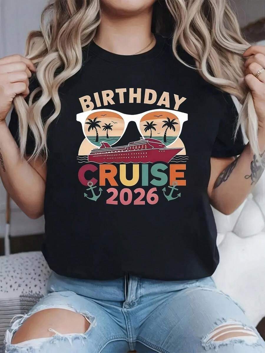 One Piece: A Classic And Versatile Pure Cotton Short-Sleeved T-Shirt, Ideal For Any Season. Vintage Sunglasses For Women With A Creative Touch And Vacation Style, Offering A Modern And Elegant Look. - 黑色 - 查看 1