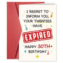1pc Funny 30th Birthday Card For Men Women, Humorous 30 Year Old Milestone Birthday Card For Him Her Friend, Your Twenties Have Expired - Sets - View 12