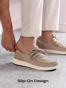 Men's Arch Support Casual Slip On Loafers Wide Toe Box Non Slip Lightweight Breathable Comfortable Shoes - 米色 - 查看 4