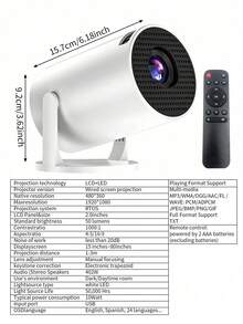 HY200mini 有线投影屏幕镜像 1080P 高清家庭影院投影仪，户外视频家庭影院投影仪 - 白色 - 查看 8