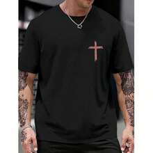 Camiseta de Hombre "Fe Cristiana Sobre el Miedo" con Cruz, Dios y Jesús, Estilo Lavado Ácido, Versículo Bíblico Vintage, Manga Corta LEAY - Blanco - Ver 3