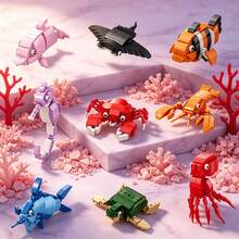 9pcs Realistic Ocean Animal Micro Particle Building Blocks, Multiple Underwater Creature 3D Assembly Models, ABS Material Healing Desktop Entryway Decor, Educational Stress Relief Handmade Toy, Building Block Collection, Back To School Graduation Birthday Anniversary Children Holiday Gift - 彩色 - 查看 9