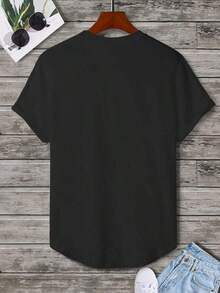Manfinity LEGND Men's Letter Print T-Shirt - Black - View 3