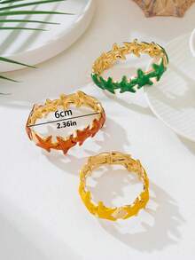 1pc Beach Vacation Style Starfish Shaped Colorful Drip Oil Bracelet, Suitable For Women's Daily, Party, Travel Wear - Starfish Bracelet - View 2