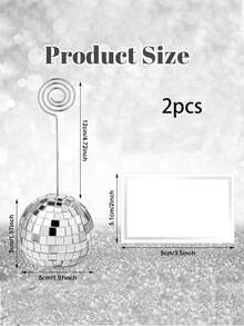 2/4/6 piezas Soportes para tarjetas de bola de discoteca, soportes para fotos y números de mesa, soportes giratorios de bola de discoteca plateada, adecuados para exhibir menús, bodas, fiestas y cumpleaños - Tarjetero de discoteca + tarjetas - Ver 14