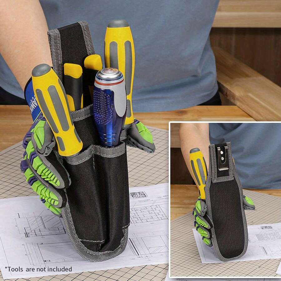 1pc Canvas Electrician Tool Waist Bag, Portable Small Storage Durable Multi-Function Installation Tool Pouch. Storage And Tool Organization, Tool Bag.