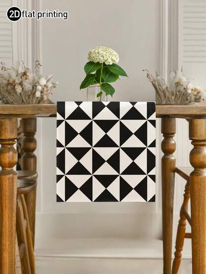 1 pieza Camino de mesa con patrón geométrico asimétrico de estilo bohemio, mantel rectangular con textura adecuado para mesa de comedor, mesa de café, decoración del hogar, decoración duradera de cocina y comedor, decoración de mesa