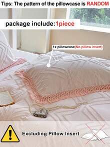 1pc Pink 3D Cut-Out Tassel Pillowcase, French Romantic Style Bedroom Decor Cushion Cover, Farmhouse Home Decoration Pillow Sham, Suitable For All Seasons, Machine Washable, Pillow Insert Not Included - Pink - View 4