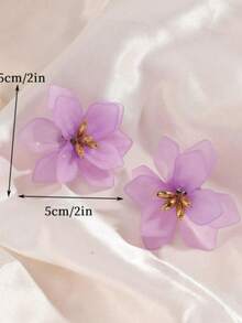 Romantic Floral Earrings, Minimalist Elegant Design, Versatile For Summer, Korean Style - Multicolor - View 3