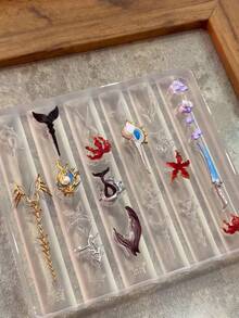 1pc Deep Sea Element Mold, Includes Seashell, Fish Tail, Dolphin, Starfish, Coral, Jellyfish 3D Nail Art Decorations, Essential Tool For Nail Technicians, Transparent Silicone Mold - Clear - View 5
