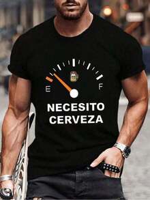 Men's T-Shirts, Beer Meter "I Need Beer", Black Short Sleeve, Humorous And Casual Design, For Beer Lovers, Outings And Gatherings, Gift For Men, Mexico, Men's Shirts, Men's Christmas T-Shirt, Gifts For Your Boyfriend, Couples Outfits, Men's Oversized Shirts. - 黑色 - 查看 7