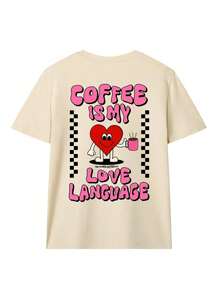 Women's Short-Sleeved T-Shirt With Round Neck And Letter Print, Casual Style, Versatile For Holidays And Everyday Wear, Urban Style, Spring/Summer. - 杏子 2 - 查看 2