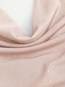 corto de camisola de punto metálico con lentejuelas para mujer, top sexy de espalda descubierta y ajustado al Body - Rosa - Ver 4