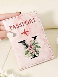 1pc A-Z 26 Letters Fashionable Letter Print Stylish Burgundy Passport Cover, Premium PU Leather Passport Wallet With Multi-Card Pockets For Credit Cards, Boarding Passes, And IDs, Compact And Portable Travel Essentials Organizer For Women, Men - Pink - View 21