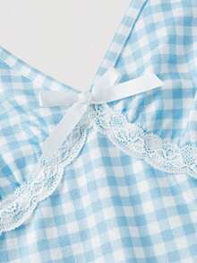Camiseta ajustada de mujer con patrón ondulado de punto - Azul y blanco - Ver 4