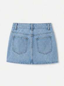 Minifalda de mezclilla para mujer, estilo Y2K, para conciertos, de vuelta a la escuela - Lavado ligero - Ver 2