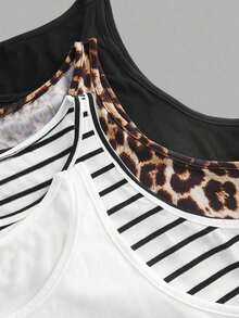 Conjunto de 4 piezas para mujer: Camiseta sin mangas a rayas en blanco y negro, cereza casual para vacaciones, versátil y sexy para el verano y el regreso a la escuela - Multicolor 18 - Ver 11