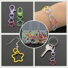 100pcs/Box DIY Handmade Hanging Accessories - Openable Rings, Closed Rings, Colorful Embossed Rings Including 20pcs Star Embossed Rings, 20pcs Heart Embossed Rings And 60pcs Jump Rings, Suitable For Handmade Bracelets, Keychains, Bag Charms, Embossed Ring Singles, Connector Ring Accessories - Embossed Wreath Set (100pcs) - View 6