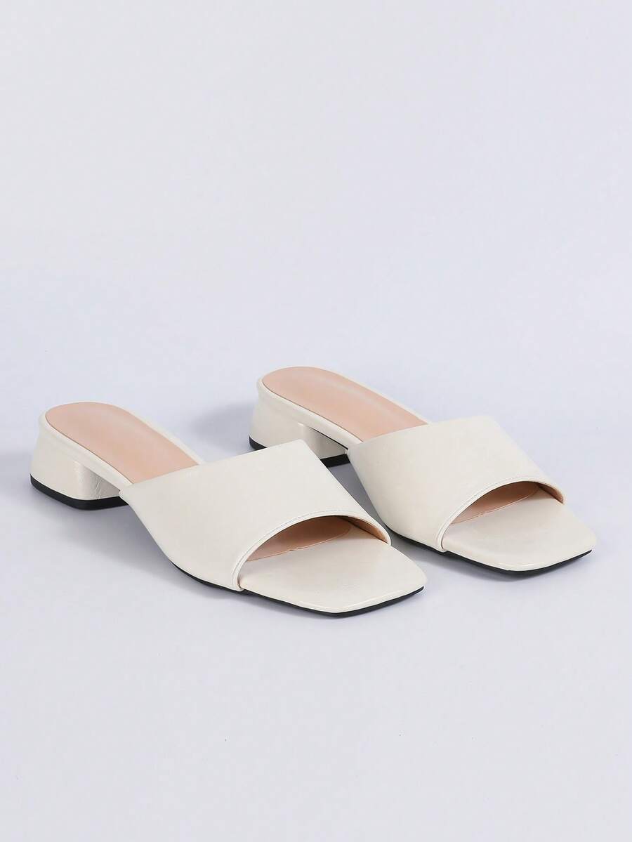 Women's Slip-On Sandals, Square Toe, Open Toe, Chunky Heel, Backless, Slip-On, Fashion Versatile Casual Wear High Heel Mules,Summer Shoes